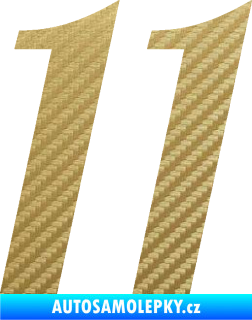 Samolepka Startovní číslo 11 typ 3   3D karbon zlatý