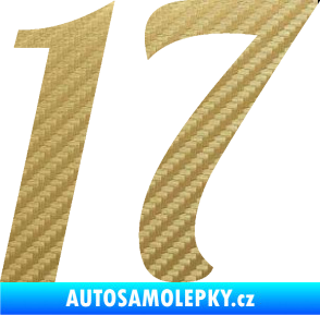 Samolepka Startovní číslo 17 typ 3        3D karbon zlatý