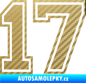 Samolepka Startovní číslo 17 typ 4 3D karbon zlatý