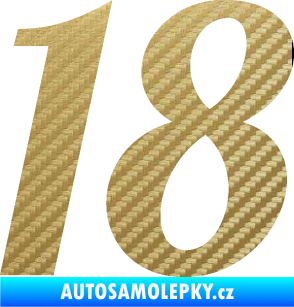 Samolepka Startovní číslo 18 typ 3         3D karbon zlatý