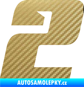 Samolepka Startovní číslo 2 typ 6 3D karbon zlatý