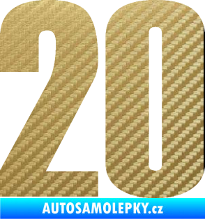 Samolepka Startovní číslo 20 typ 2       3D karbon zlatý
