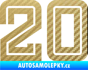 Samolepka Startovní číslo 20 typ 7 3D karbon zlatý