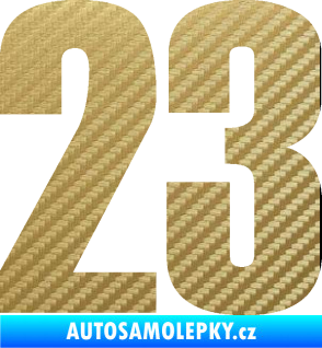 Samolepka Startovní číslo 23 typ 2          3D karbon zlatý