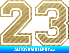 Samolepka Startovní číslo 23 typ 4 3D karbon zlatý