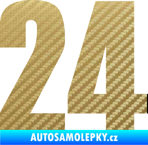 Samolepka Startovní číslo 24 typ 2      3D karbon zlatý