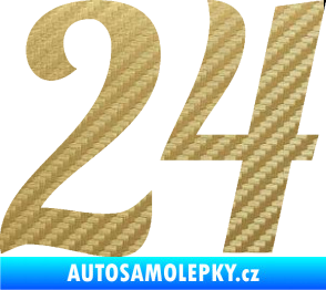 Samolepka Startovní číslo 24 typ 3 3D karbon zlatý