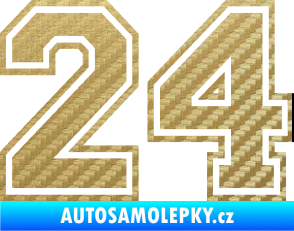 Samolepka Startovní číslo 24 typ 4 3D karbon zlatý