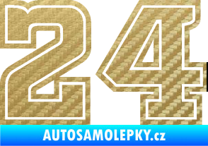 Samolepka Startovní číslo 24 typ 5 3D karbon zlatý