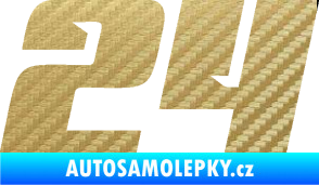 Samolepka Startovní číslo 24 typ 6 3D karbon zlatý