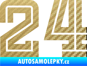 Samolepka Startovní číslo 24 typ 7 3D karbon zlatý