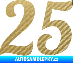 Samolepka Startovní číslo 25 typ 3 3D karbon zlatý