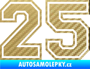 Samolepka Startovní číslo 25 typ 4 3D karbon zlatý