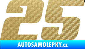 Samolepka Startovní číslo 25 typ 6 3D karbon zlatý