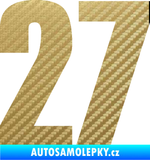 Samolepka Startovní číslo 27 typ 2     3D karbon zlatý