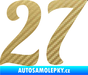 Samolepka Startovní číslo 27 typ 3 3D karbon zlatý
