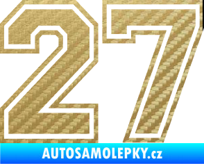 Samolepka Startovní číslo 27 typ 4 3D karbon zlatý