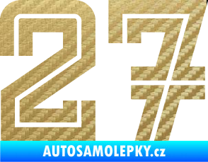 Samolepka Startovní číslo 27 typ 7 3D karbon zlatý