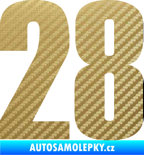 Samolepka Startovní číslo 28 typ 2    3D karbon zlatý