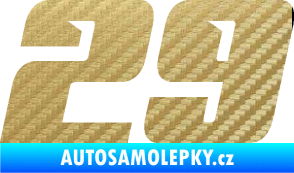 Samolepka Startovní číslo 29 typ 6 3D karbon zlatý