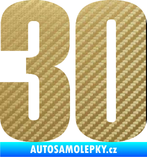 Samolepka Startovní číslo 30 typ 2     3D karbon zlatý