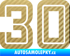 Samolepka Startovní číslo 30 typ 7 3D karbon zlatý