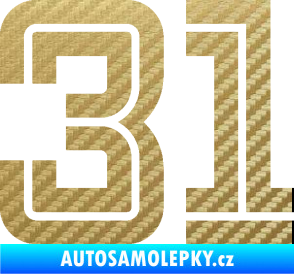 Samolepka Startovní číslo 31 typ 7 3D karbon zlatý