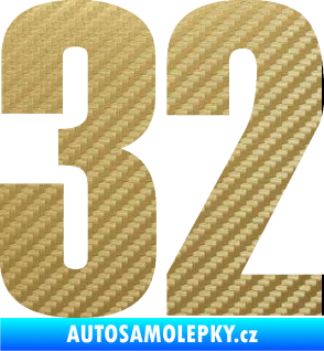 Samolepka Startovní číslo 32 typ 2     3D karbon zlatý