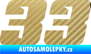 Samolepka Startovní číslo 33 typ 6 3D karbon zlatý