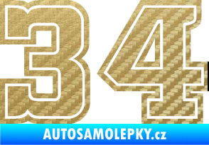 Samolepka Startovní číslo 34 typ 5 3D karbon zlatý