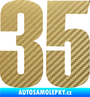 Samolepka Startovní číslo 35 typ 2  3D karbon zlatý