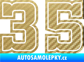 Samolepka Startovní číslo 35 typ 5 3D karbon zlatý