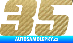 Samolepka Startovní číslo 35 typ 6 3D karbon zlatý