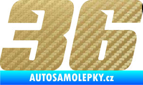 Samolepka Startovní číslo 36 typ 6 3D karbon zlatý