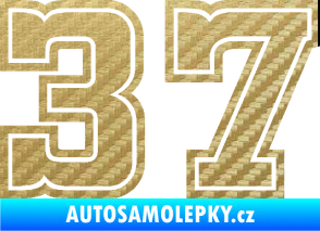 Samolepka Startovní číslo 37 typ 5 3D karbon zlatý