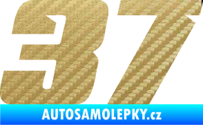 Samolepka Startovní číslo 37 typ 6 3D karbon zlatý