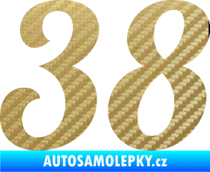 Samolepka Startovní číslo 38 typ 3  3D karbon zlatý
