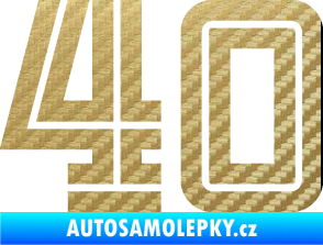 Samolepka Startovní číslo 40 typ 7 3D karbon zlatý