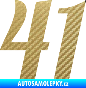 Samolepka Startovní číslo 41 typ 3 3D karbon zlatý