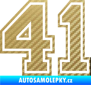 Samolepka Startovní číslo 41 typ 4 3D karbon zlatý