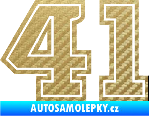 Samolepka Startovní číslo 41 typ 5 3D karbon zlatý