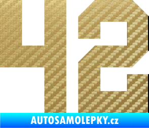 Samolepka Startovní číslo 42 3D karbon zlatý