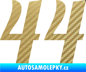 Samolepka Startovní číslo 44 typ 3 3D karbon zlatý