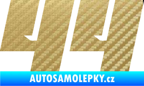 Samolepka Startovní číslo 44 typ 6 3D karbon zlatý