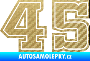 Samolepka Startovní číslo 45 typ 5 3D karbon zlatý