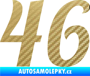 Samolepka Startovní číslo 46 typ 3 3D karbon zlatý