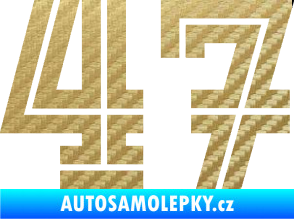 Samolepka Startovní číslo 47 typ 7 3D karbon zlatý