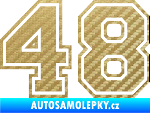 Samolepka Startovní číslo 48 typ 4 3D karbon zlatý