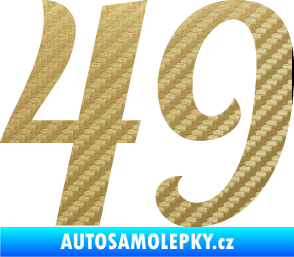 Samolepka Startovní číslo 49 typ 3 3D karbon zlatý