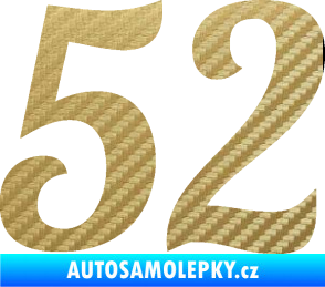 Samolepka Startovní číslo 52 typ 3 3D karbon zlatý